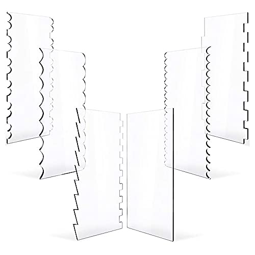Woohome 6 PCS Acrylic Cake Scraper Decorating Transparent Cake Cream Scraper Clear Icing Comb Contour Decorating Set for Bread Pastry Cake Decorating Supplies DIY Kitchen Bakery Baking Tool - color: 6PCS