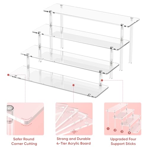 4 Tier Acrylic Display Risers, Clear Perfume Organizer, Cupcake Stand