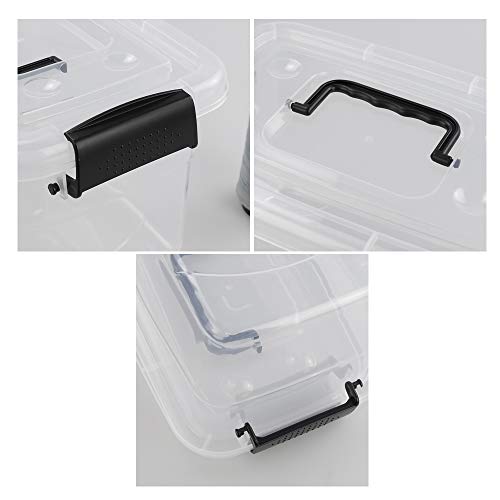5 L Plastic Storage Bin with Lid, Transparent Organizing Box Set of 6 - color: Black