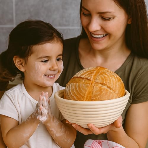 Banneton Bread Proofing Basket, 2 Pack 9-Inch Round Sourdough Proofing Baskets With Linen Liner for Bread Baking, Round Rattan Dough Rising Bowl for Homemade Artisan Loaves - style: Round Basket
