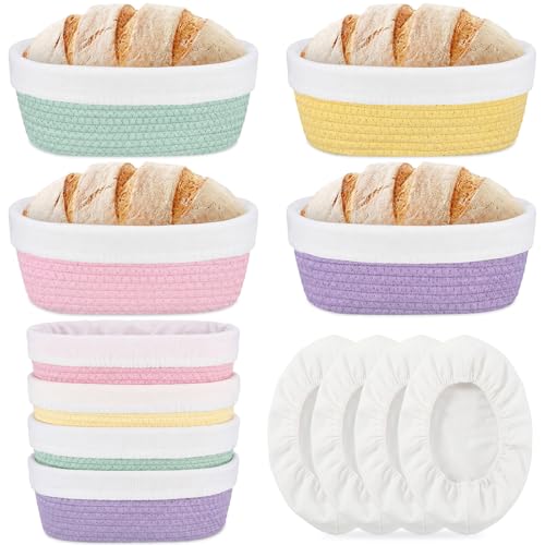 4 Pcs Oval Banneton Proofing Baskets 10 Inch - color: Rich Color, size: 10 Inch