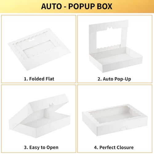 Cookie Boxes with Window, 14x10x2.5 Inches, 20 Pack - color: 14 x 10 x 2.5 Inch