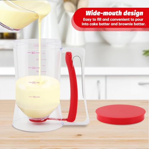 4 Cup Pancake Batter Dispenser With 1 Cupcake Batter Dispenser Scoop,