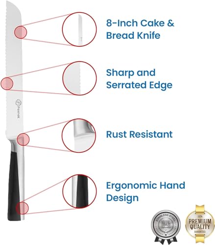 Pie Server Spatula and Cake Cutter Slicer, Stainless Steel Set - Kitchen Essentials for Cutting & Serving Desserts, Brownies, Lasagna (Black, 13 inches) - color: Black, size: 13 inches