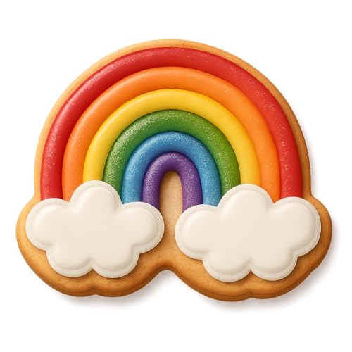 Swirly Rainbow with Cotton Clouds Cookie Cutter & Stamp - 4x3.5 Fun Kitchen Baki
