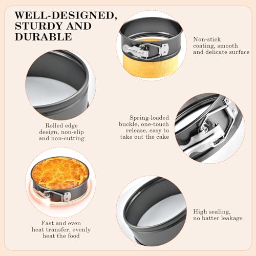 4.8 Inch Mini Springform Pans with Removable Bottom for Baking, Round,8 Pcs
