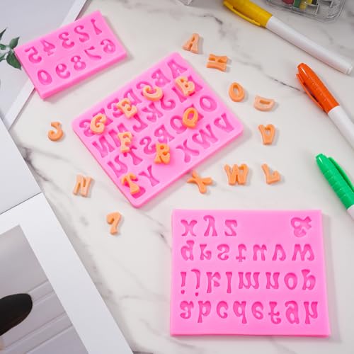 3 PCS Letter Molds for Chocolate, Silicone Alphabet Mold and Numbers Molds - size: 3pcs-Letter