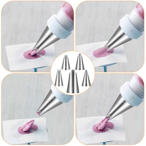 5pcs Leaf Piping Tips, Cake Decorating Tube Tips Set Leaf Shape Piping Tip for Cupcakes Stainless Steel Icing Nozzles for Pastry Fondant DIy Baking Tools Flower Nails Cake Decorating Tools