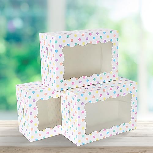 Polka Dot Cookie Boxes - 12 Pack - Pastel Bakery Gift Box with Window - color: Pastel Polka Dots