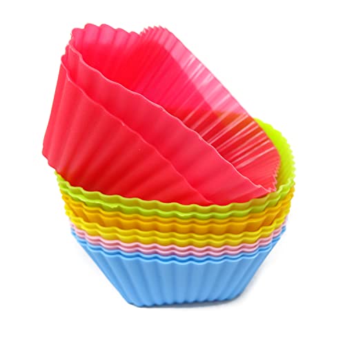 "Honbay 12PCS Silicone Square Reusable Cake Cup Sets Baking Cups Nonstick Liner Molds Cupcake Baking Molds for Making Muffin, Chocolate, Bread (70 x 70 x 32mm)" - style: Square
