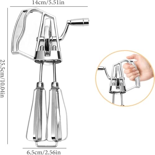 Practical Stainless Steel Hand Crank Eggs Beater with Double Mixing Heads Suitable for Kitchen Cooking and Mixing Use Baking Mixer Tool