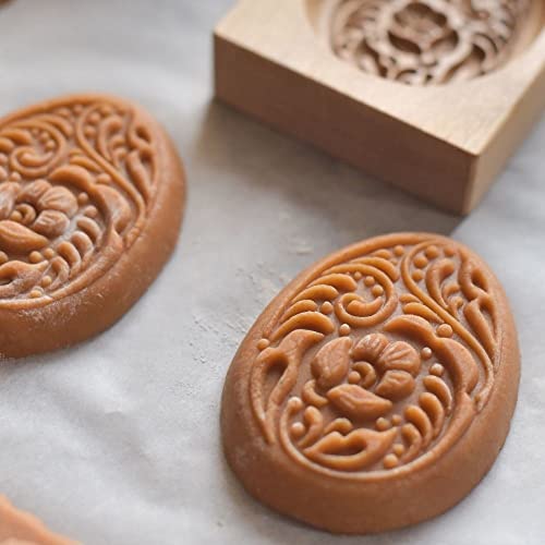 MOTEERLLU Wooden Springerle Cookie Molds for Baking, Easter Egg - style: Easter Egg