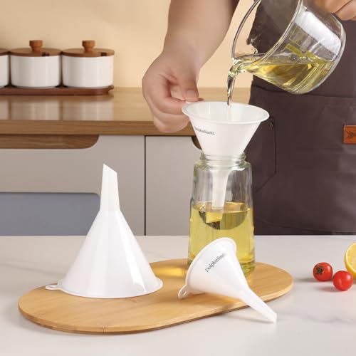DolphinSmile Funnels for Kitchen Use Filling Bottles 3 Pcs Plastic Funnel - color: White