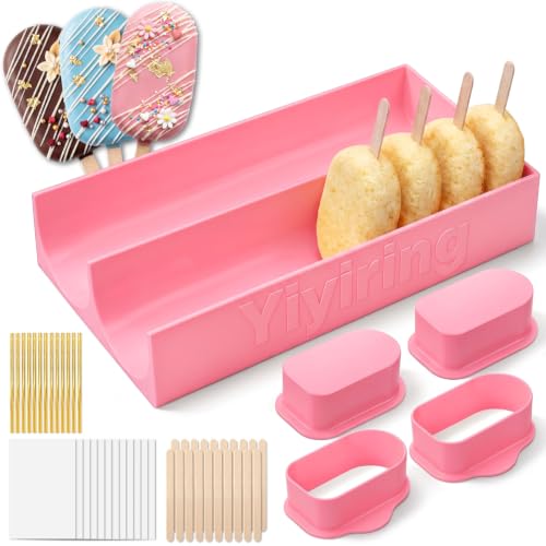 2 Set 3.6'' Cakesicle Cutter with 9'' Dual-slot Tray Cake Mold Set - color: Pink, size: 3.6in, style: Dual-slot