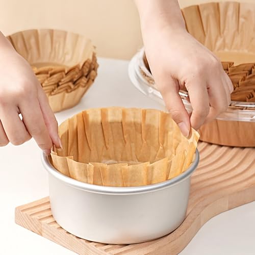 50pcs Disposable Parchment Paper Basques Cupcake Liners Cake Pan Liner Oilproof Wrap Paper for Cheesecake,Basques,Oven, Air Fryer (8inch) - color: Natural, size: 8inch