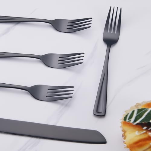 GoGeiLi Stainless Steel Black Wedding Cake Cutting Set with Forks - color: Black cake cutting set