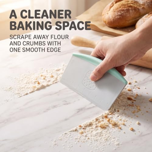Plastic Pastry Bench Scraper Chopper Cake Cutter with Measuring Scale Multipurpose Kitchen Gadget Pizza Cutters for Cooking Baking Bread and Pizza Dough Kitchen and Dining