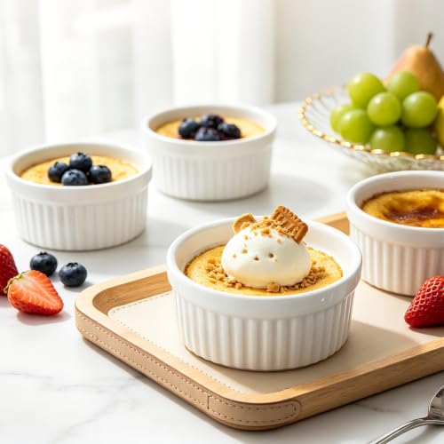 4 Pcs Ceramic Ramekins Oven Safe, Creme Brulee Ramekins (4 oz) - size: 4 oz