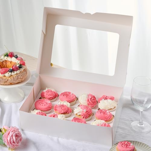 ZORRITA 12 Count Cupcake Boxes, 8 Pack, White