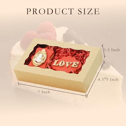 50pcs Brown Cookie Boxes 7x4.375x1.5 Inch Bakery Boxes with window - color: Brown