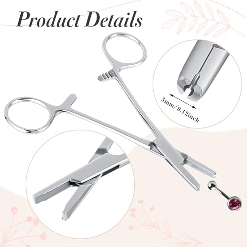 2 Pcs Piercing Ball Grabber Tool, 3mm Piercing Barbell Clamps Tool - size: Common