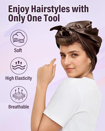Heatless Hair Curler Overnight Curls-3 Pcs No Heat Curling Blowout Rod to Sleep In,Hair Rollers with Satin Scarf - color: Brown(Pack of 3)