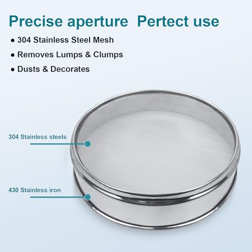 7.9" (20cm) 304 Stainless Steel Lab Sieve, 30 Mesh (0.6mm) Screen Sifter - size: 30Mesh(0.6mm)/Ф7.9in