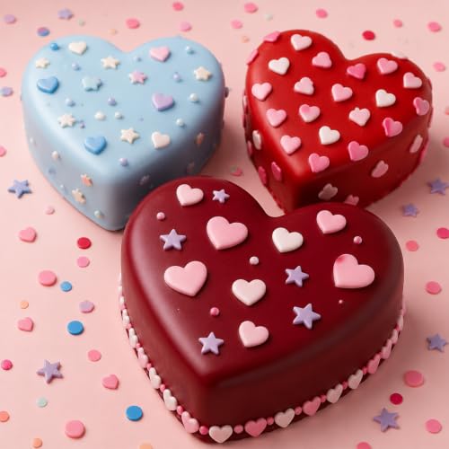3 Pack Star Silicone Mold, Heart Chocolate Reusable Candy Molds