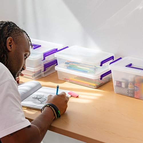 IRIS USA Storage Bins with Lids |Made in USA| 5 Qt - (6-Pack) - Clear - color: Clear, size: 5 Qt. - 6 Pack, style: STACK & CARRY
