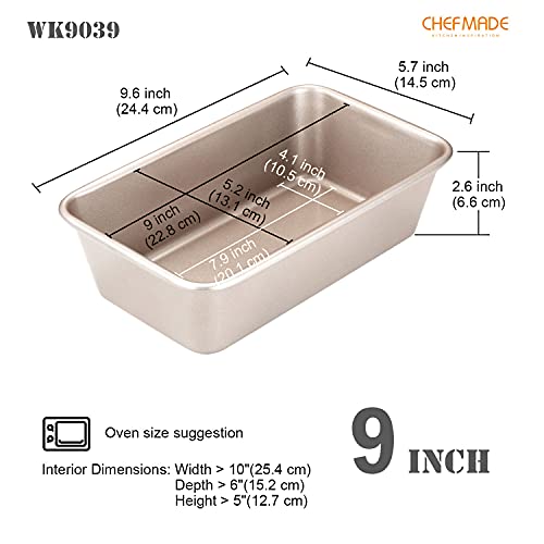 CHEFMADE 2LB Rectangle Loaf Pan, Non-Stick Oblong Bread and Meat Bakeware for Oven Baking (Champagne Gold) - size: 01 - 5" x 9" x 2"