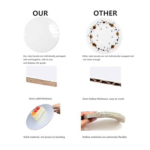 DaTpuik 25 Pcs 14inch White Round Cake Boards 3MM Thickness 100% Food-graded Cardboard Waterproof and Oil-proof Cake Base for Cake DIY, Wedding, Birthday, Dessert, Pizza Decorating & Exhibition - size: 14InchX25PCS