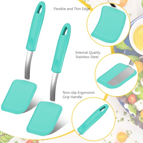 2Pcs Mini Silicone Cookie Brownie Spatula, Solid Flat, Green - color: Green, style: Solid Flat