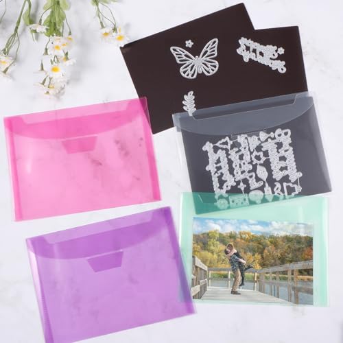UNIMEIX 40 Pcs Magnetic Sheets for Die Storage Stamp and Die Storage Pockets Die Cut Storage for Card Making (20 Pcs Sheets+ 20 Pcs Bags,0.8 mm Thickness (TransparentPurpleGreenRed) - color: TransparentPurpleGreenRed
