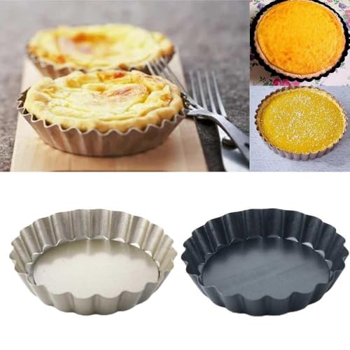 Round 4 Inch Mini Pie Muffin Cupcake Pans, Non-Stick Tart Quiche Flan Pan Molds Pie Pizza Cake Mould with Removable Loose Bottom(black) - color: Black