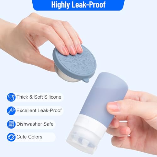 MICEBAY 8-Pack Salad Dressing Container, Leakproof Squeeze Bottles - color: Blue