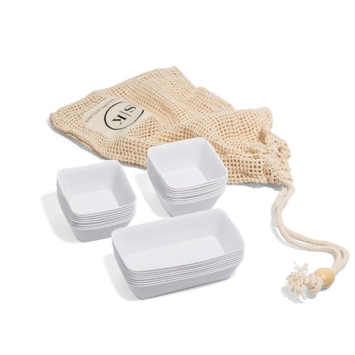 The Silicone Kitchen Reusable Silicone Bento Baking Cup, Non-Toxic, BPA Free, Dishwasher Safe Bento Box Accessories Lunch Box Dividers, Square and Rectangle, 24 Pack, White - size: Bento