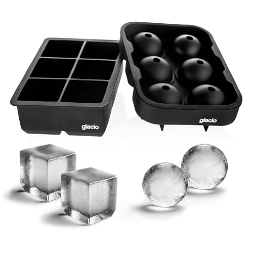 Silicone Ice Cube Trays, 2 Inch Square Ice Molds & Sphere Combo, BPA Free - color: Small 6+6 (Black)