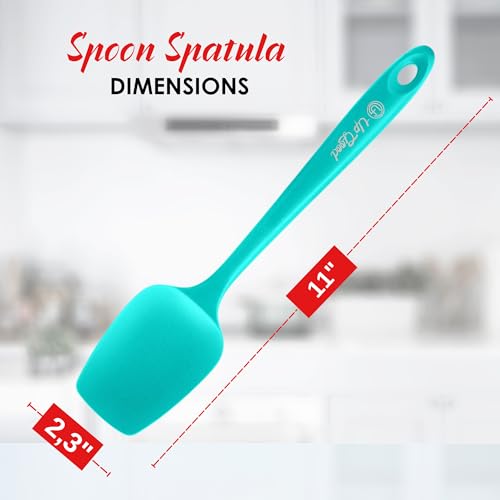 Silicone Spoon Spatula - 600ºF Heat-Resistant Non-Stick Rubber Spoonula | Use as Silicone Kitchen Scraper Utensil - Baking and Cooking Strong Stainless Steel Core | UpGood Kitchen Utensils, (Teal) - color: Teal