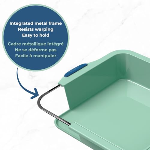 Starfrit Silicone Bakeware 8" (20cm) Muffin Pan, Metal Frame, Green - size: Square Cake