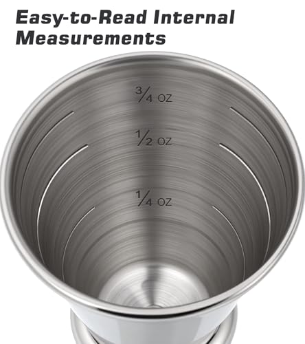 2-Pack Stainless Steel Cocktail Jiggers – Japanese Style Double Measuring Cups for Bartending (1oz/2oz + 0.5oz/1oz) - color: Silver, size: 2 Pack-A