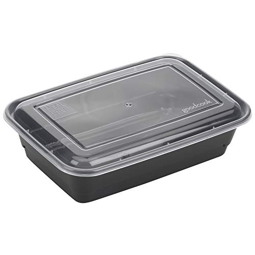 GoodCook Meal Prep Containers, Single Compartment 10-Pack, BPA-Free Reusable Food Storage, Black, Microwave & Freezer Safe, Stackable Meal Prep Containers for Lunches and Snacks (Pack of 4) - size: 1 Count (Pack of 4)