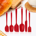 Silicone Spatula Set 6 Pack Food Grade Kitchen Utensils with Silicone Brush - color: Red