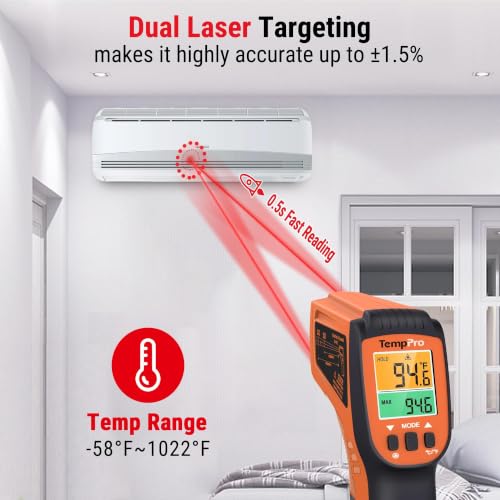 TempPro TempScan Infrared Thermometer Gun with 2 Laser for Pizza Oven Grill - style: 2-Laser & D:S 16:1