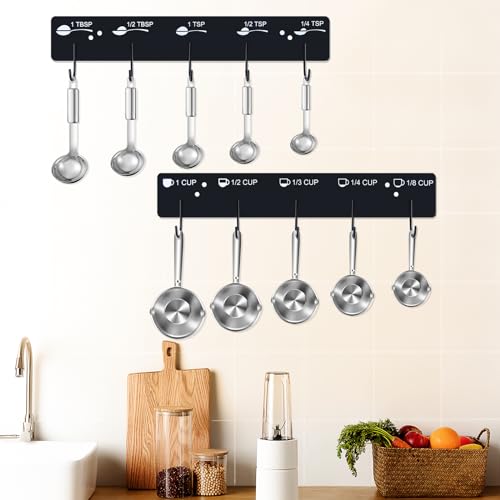 Premium Measuring Cups and Spoons Hanging Rack Screw Adhesive 2pcs - color: rack