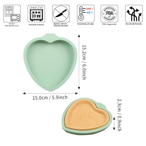 QELEG 4Pcs Heart Shaped Cake Pans,6 inch Silicone Pancake Mold,layer Cake Pan Sets for Jumbo Whoopie Pie, Vegetable Pancakes, Taco Shells, Pizza Crust, Omelet, and Resin Craft(Heart) - color: Heart