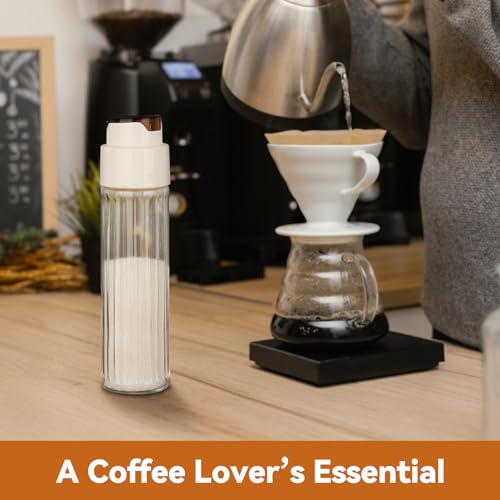 NiHome 16.9oz Sugar Dispenser,Ribbed Glass Jar,Auto Pour for Coffee Bar,2PC - size: 16.9 OZ (2PCS)