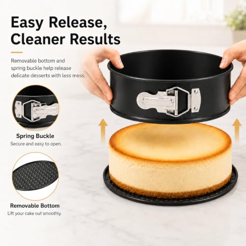 Zimtty 6 Inch Round Nonstick Springform Pans with Removable Bottom, 4 Pack