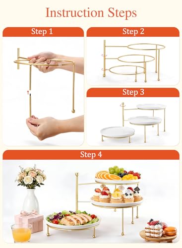 Tiered Serving Tray for Party, 10 Inch Dessert Display Stand, Gold - color: Gold