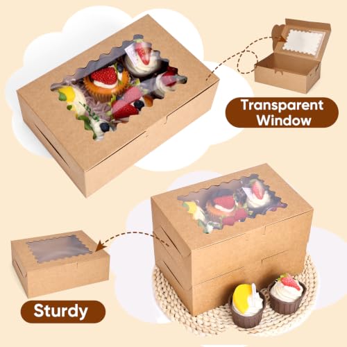 NEOACT 60pcs Cookie Boxes with Window for Gift Giving, 9x6x3in Bakery Boxes