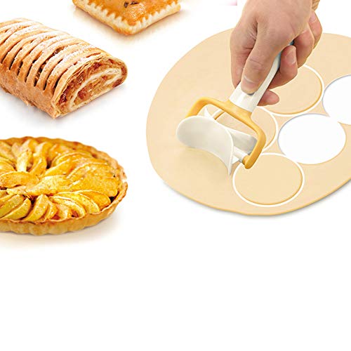 Rolling Biscuit Cutters, Rolling Cookie Cutters Dough Cookie Roller Cutter Biscuit Rolling Crimped Cutter Baking Tool Pastry Maker Rolling Square Cutter Biscuit Ravioli Cutter (Round) - size: Round